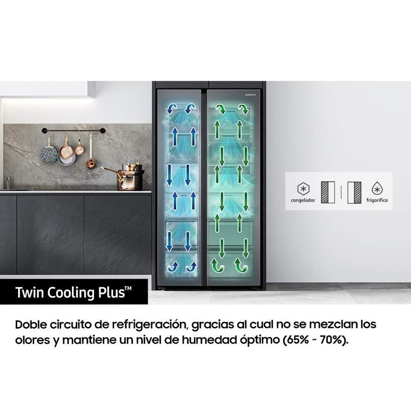 Frigorífico Americano Samsung Side by Side Inox RS68A884CSL
