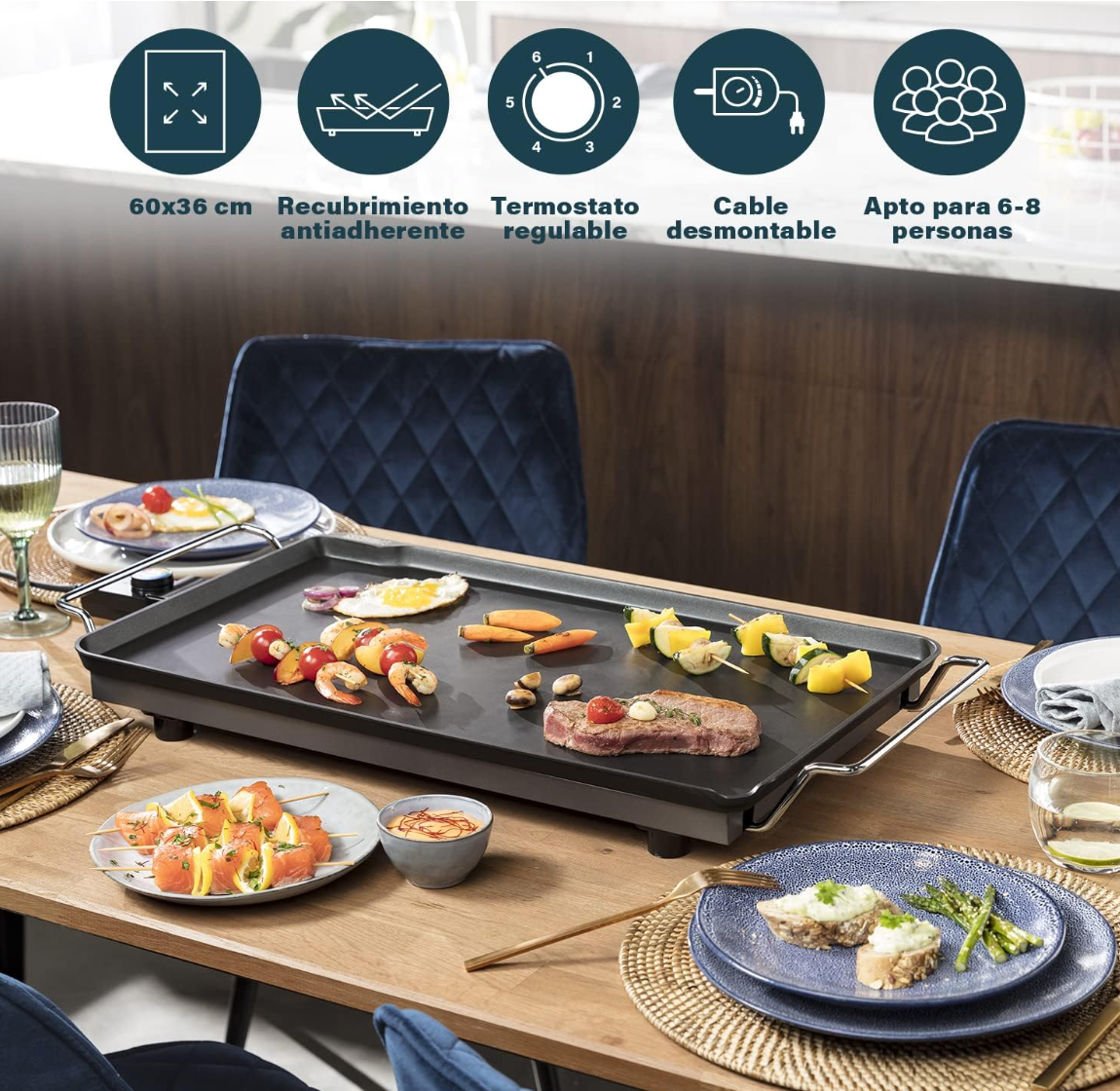Plancha Chef XXL Clasica, 2500 W, superficie de 60 x 36 cm