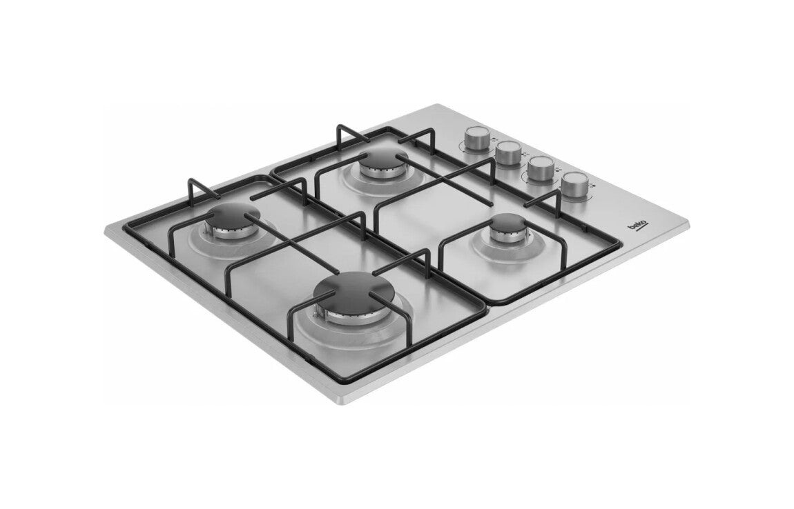Placa de gas de 60 cm con mandos laterales inox. Beko - HIBG64120