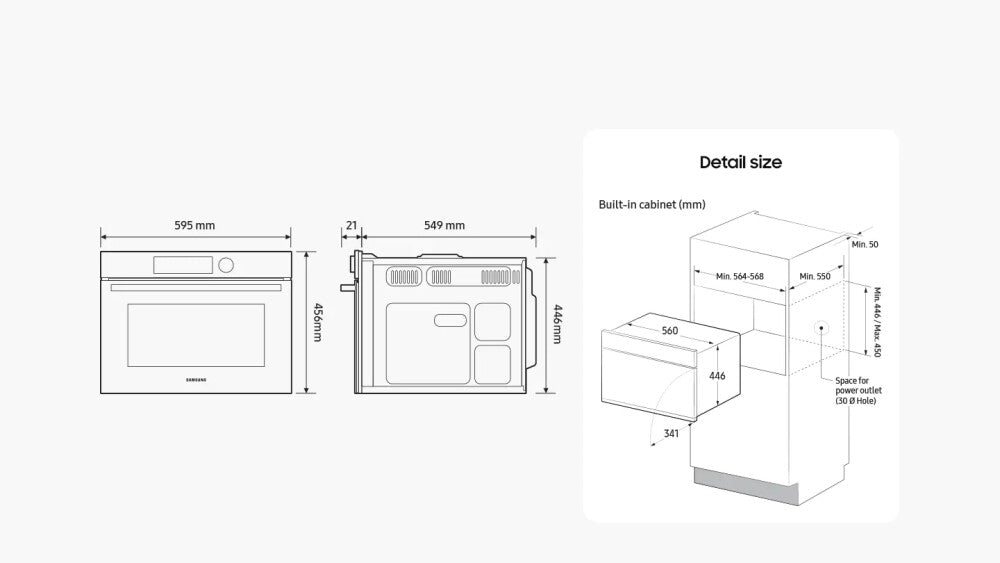 Horno compacto Samsung Serie 4 NQ5B4553FBK con microondas combinado - Negro