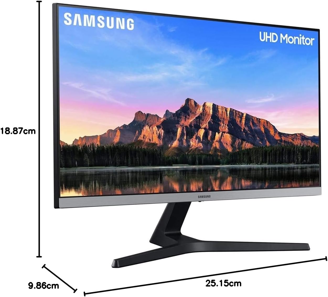 Monitor Samsung 28" sin Marcos - U28R550UQR  (4K, 4 ms, 60 Hz, HDR10, FreeSync, LED, IPS, 16:9, 1000:1, 300 CD/m², 178°, HDMI 2.0, Base en V) Gris Oscuro